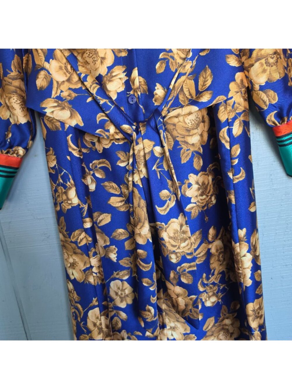 Zara Floral Maxi Shirt Long Sleeve Belted Button Front Boho Scarf Dress. Size XS - Picture 4 of 12